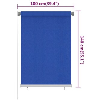 Rolgordijn voor buiten 100x140 cm HDPE blauw 6