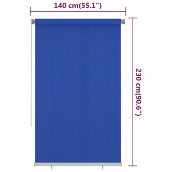 Rolgordijn voor buiten 140x230 cm HDPE blauw 6