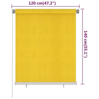 Rolgordijn voor buiten 120x140 cm HDPE geel 6