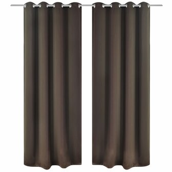 Gordijnen met metalen ringen 135 x 245 cm 2 stuks (bruin) 1