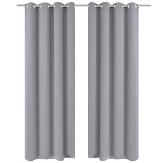 Gordijnen met metalen ringen 135 x 245 cm 2 stuks (grijs) 1