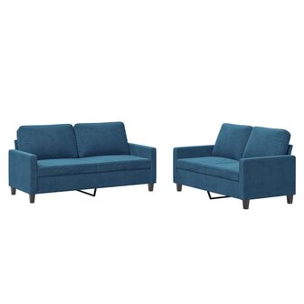 2-delige Loungeset met kussens fluweel blauw 2