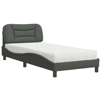 Bed met matras stof donkergrijs 90x200 cm 2