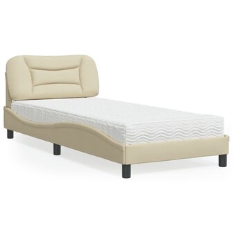 Bed met matras stof cr&egrave;mekleurig 90x200 cm 1