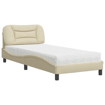 Bed met matras stof cr&egrave;mekleurig 90x200 cm 2