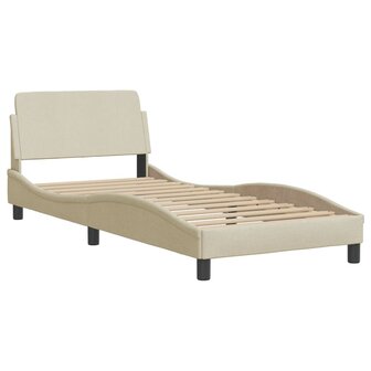 Bed met matras stof cr&egrave;mekleurig 90x200 cm 4