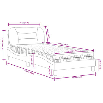 Bed met matras stof cr&egrave;mekleurig 90x200 cm 11