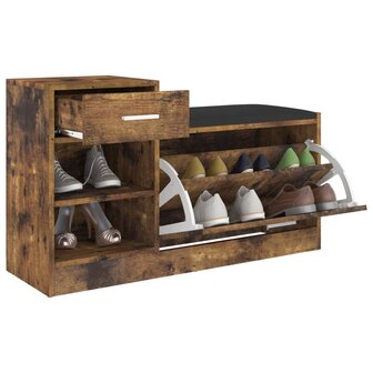 Schoenenbank 94,5x31x57 cm bewerkt hout gerookt eikenkleurig 5