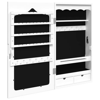 Sieradenkast met spiegel wandgemonteerd 37,5x10x67 cm wit 5