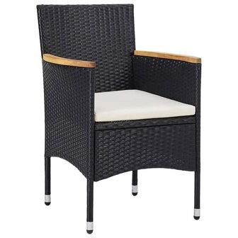 5-delige Bistroset poly rattan en gehard glas zwart 3