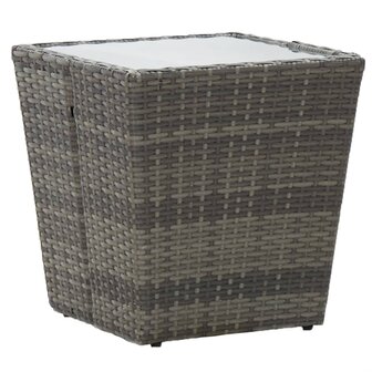 3-delige Bistroset met kussens poly rattan en glas grijs 4