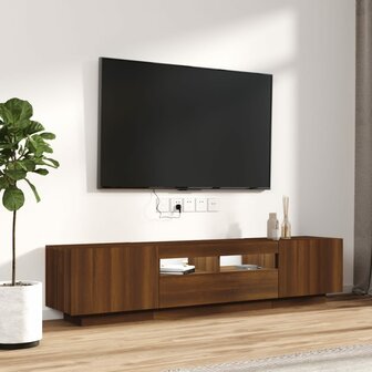 2-delige Tv-meubelset met LED bewerkt hout bruineiken 5