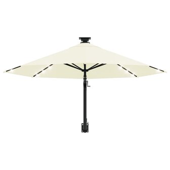 Wandparasol met LED&amp;apos;s en metalen paal 300 cm zandkleurig 4