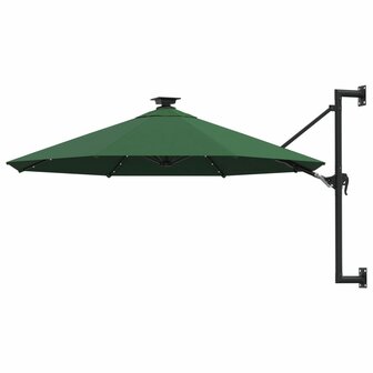 Wandparasol met LED&amp;apos;s en metalen paal 300 cm groen 1