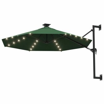 Wandparasol met LED&amp;apos;s en metalen paal 300 cm groen 2