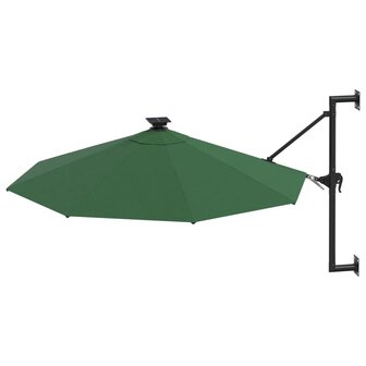 Wandparasol met LED&amp;apos;s en metalen paal 300 cm groen 3