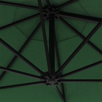 Wandparasol met LED&amp;apos;s en metalen paal 300 cm groen 8