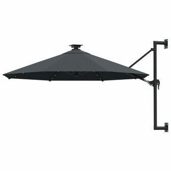 Wandparasol met LED&amp;apos;s en metalen paal 300 cm antracietkleurig 1