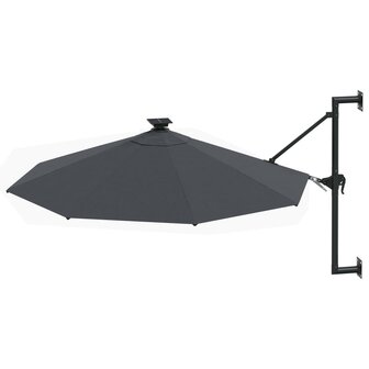 Wandparasol met LED&amp;apos;s en metalen paal 300 cm antracietkleurig 3