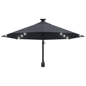 Wandparasol met LED&amp;apos;s en metalen paal 300 cm antracietkleurig 4