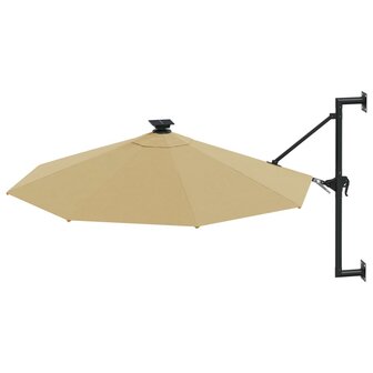 Wandparasol met LED&amp;apos;s en metalen paal 300 cm taupe 3