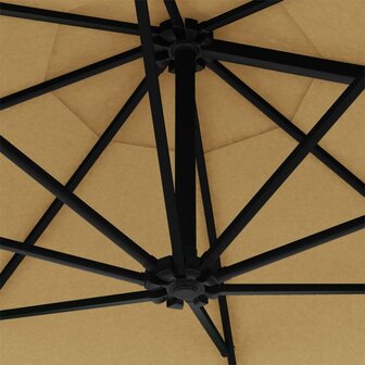 Wandparasol met LED&amp;apos;s en metalen paal 300 cm taupe 8