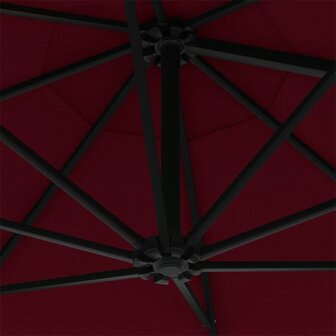 Wandparasol met LED&amp;apos;s en metalen paal 300 cm bordeauxrood 8