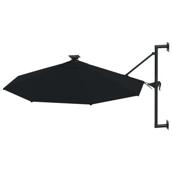 Wandparasol met LED&amp;apos;s en metalen paal 300 cm zwart 3