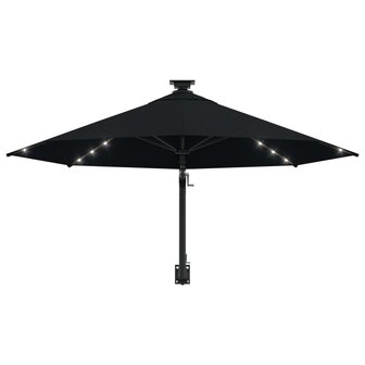 Wandparasol met LED&amp;apos;s en metalen paal 300 cm zwart 4