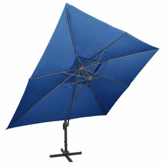 Zweefparasol met dubbel dak 400x300 cm azuurblauw 2