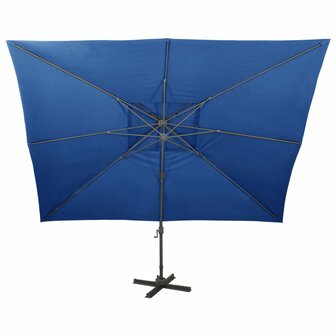 Zweefparasol met dubbel dak 400x300 cm azuurblauw 3