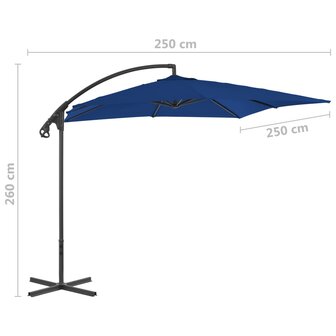 Zweefparasol met stalen paal 250x250 cm azuurblauw 7