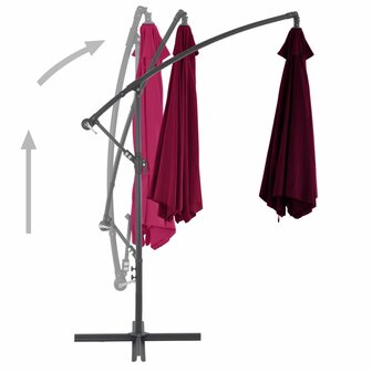 Zweefparasol met aluminium paal 300 cm bordeauxrood 4