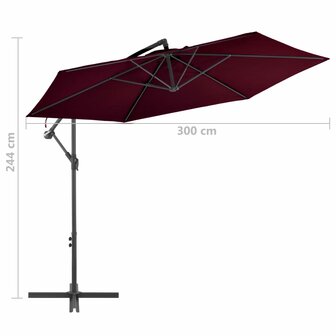 Zweefparasol met aluminium paal 300 cm bordeauxrood 8