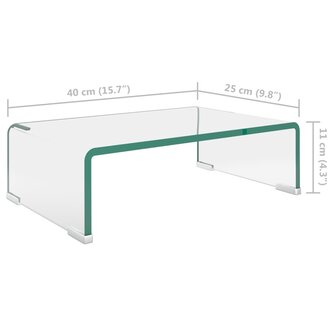 Tv-meubel/monitorverhoger transparant 40x25x11 cm glas 6