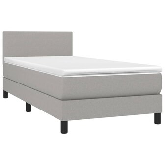 Boxspring met matras stof lichtgrijs 90x200 cm 3