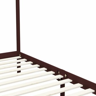 Hemelbedframe massief grenenhout donkerbruin 100x200 cm 5