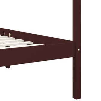 Hemelbedframe massief grenenhout donkerbruin 100x200 cm 6