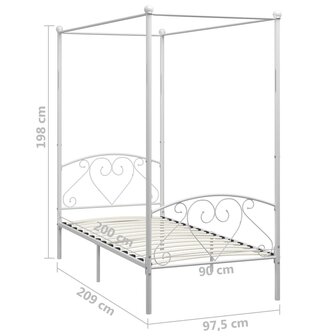 Hemelbedframe metaal wit 90x200 cm 5