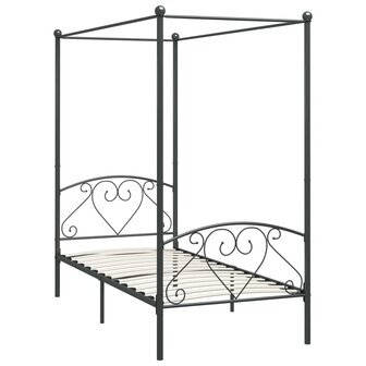 Hemelbedframe metaal grijs 90x200 cm 2