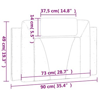 Hoofdbordkussen 90 cm kunstleer wit en zwart 11