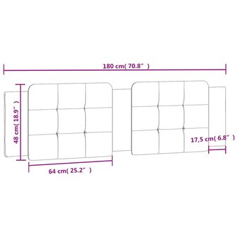 Hoofdbordkussen 180 cm kunstleer wit en zwart 10