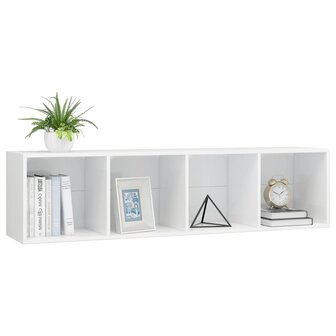 Boekenkast/tv-meubel 143x30x36 cm hoogglans wit 5