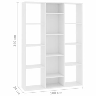 Kamerscherm/boekenkast 100x24x140 cm bewerkt hout wit 7