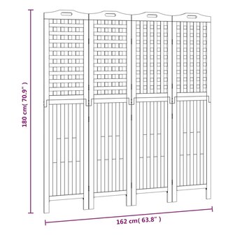 Kamerscherm met 4 panelen 162x2x180 cm massief acaciahout 9