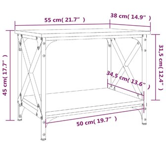 Bijzettafel 55x38x45 cm bewerkt hout gerookt eikenkleurig 8