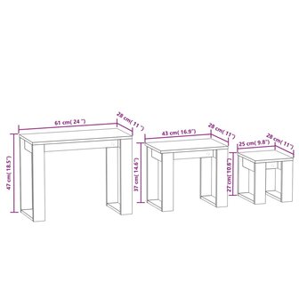 3-delige Tafeltjesset bewerkt hout betongrijs 11