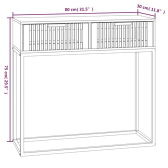 Wandtafel 80x30x75 cm bewerkt hout en ijzer zwart 7