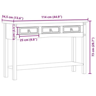 Wandtafel Corona 114x34,5x73 cm massief grenenhout 9