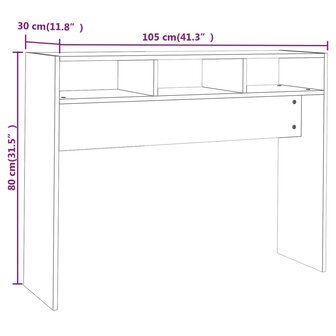 Wandtafel 105x30x80 cm bewerkt hout betongrijs 7